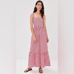 HILL HOUSE Anjuli Nap Dress Red Stripe Maxi S